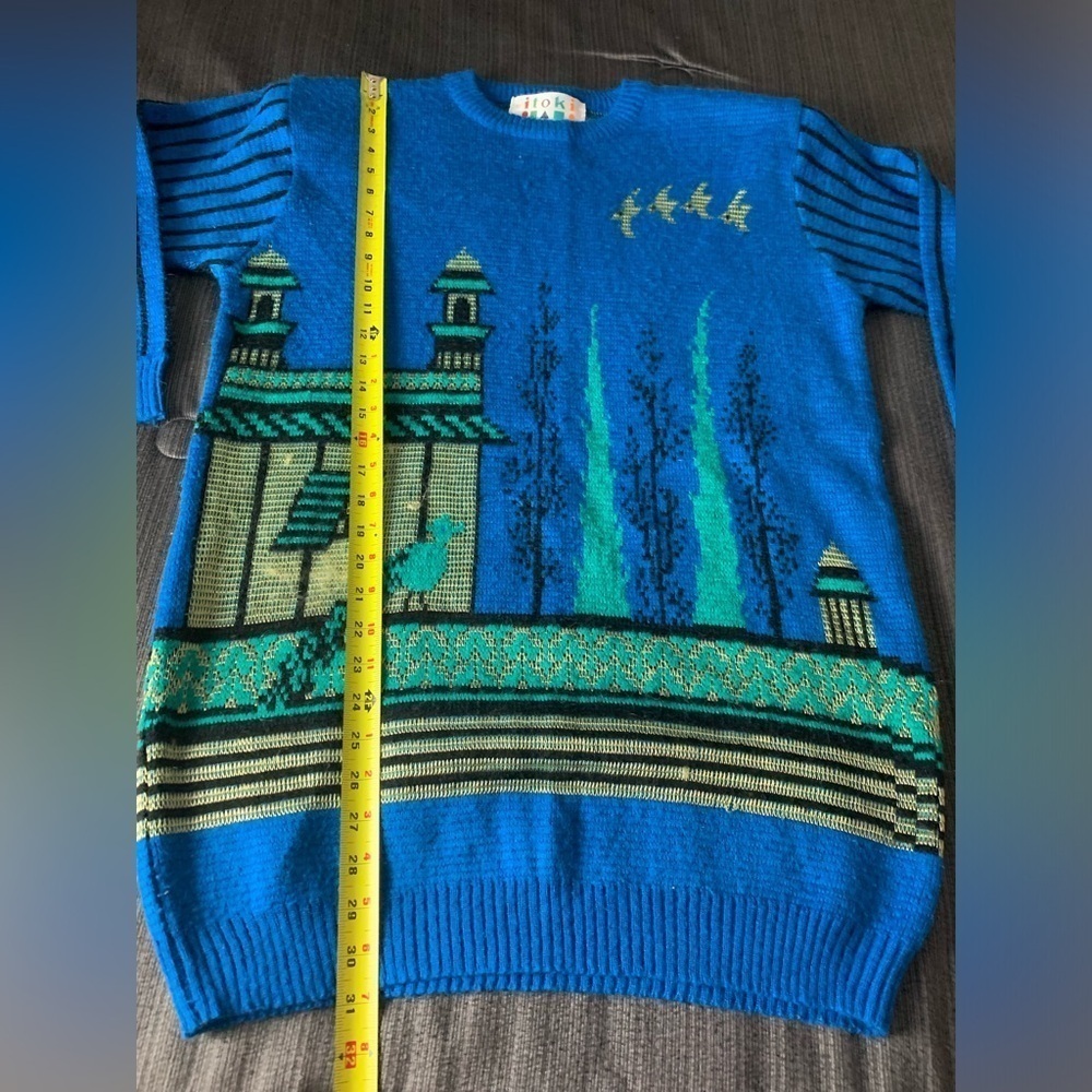Vintage Y2K Itoki Japanese Tokyo Sakura Sweater Dress Blue - Picture 11 of 11